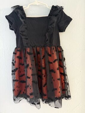 Black and Orange Halloween Bat Tulle Dress